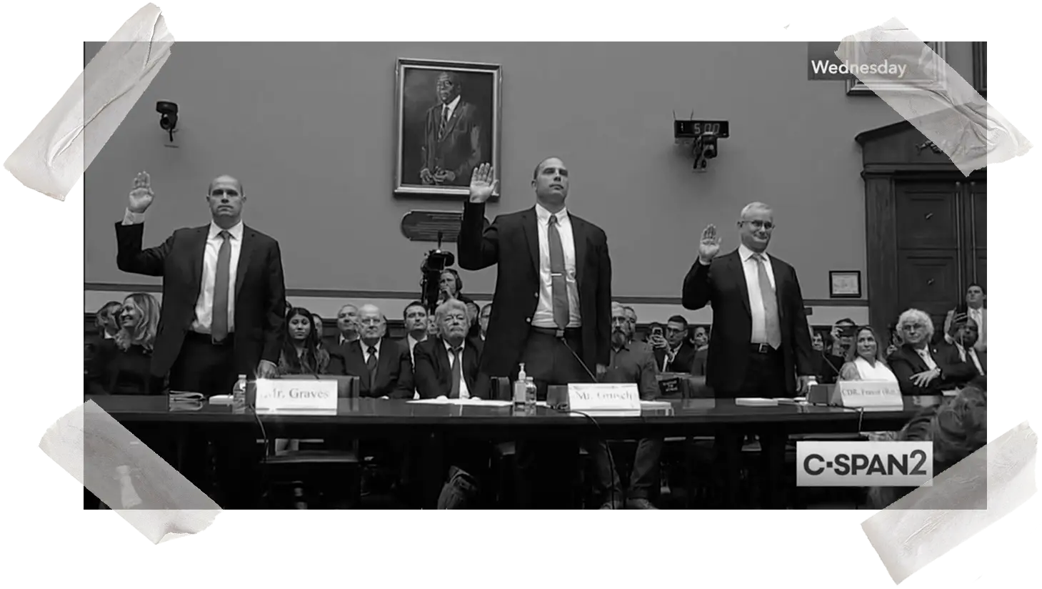 Swearing in witnesses at US Congress Hearing on UFOs/UAPs