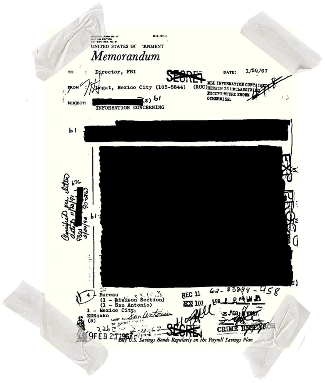 Significantly redacted FBI letter regarding UFOs.