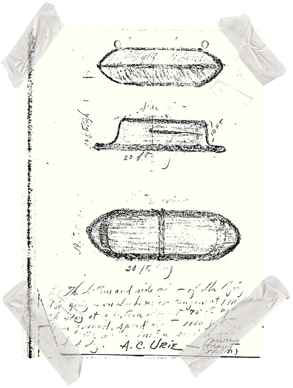 Image of UFO sketch. Part of FBI's UFO records.